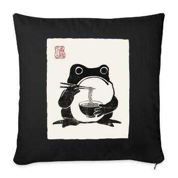 Japanese Grumpy Frog Ramen Noodle Feast - Sofa pillowcase 17,3'' x 17,3'' (45 x 45 cm) - black - Front