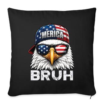 Bruh Patriotic Fourth July Meme Humor - Sofa pillowcase 17,3'' x 17,3'' (45 x 45 cm) - black - Front