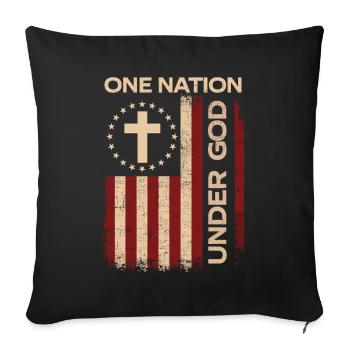 Une nation sous Dieu Patriotique des États-Unis - Housse de coussin décorative 45 x 45 cm - noir - Devant