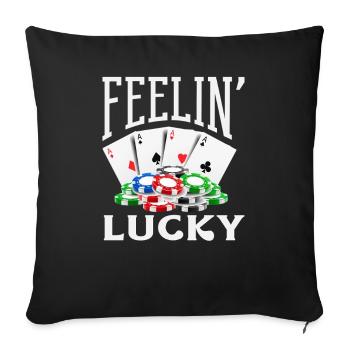 Happiness Casino Gambling Poker Card Game - Sofa pillowcase 17,3'' x 17,3'' (45 x 45 cm) - black - Front