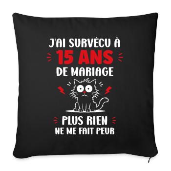15 ans de mariage - Housse de coussin décorative 45 x 45 cm - noir - Devant