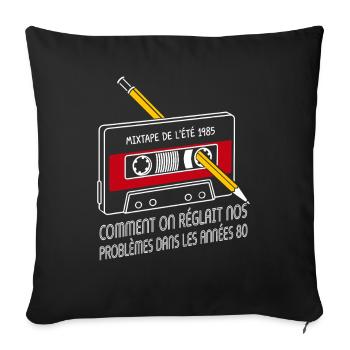 Fans des Années 80 Cadeau humour personnalisé - Housse de coussin décorative 45 x 45 cm - noir - Devant