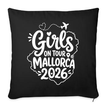 Malle 2026 Filles en tournée Majorque 2026 - Housse de coussin décorative 45 x 45 cm - noir - Devant