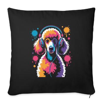 Caniche avec un casque - Housse de coussin décorative 45 x 45 cm - noir - Devant