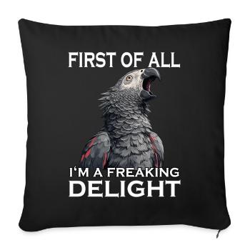 Naughty Grey Parrot Sarcasm Funny Parrot - Sofa pillowcase 17,3'' x 17,3'' (45 x 45 cm) - black - Front