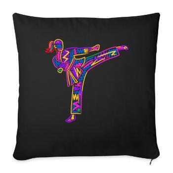 Karate Girl Colorful Martial Artist Girl Taekwondo - Sofa pillowcase 17,3'' x 17,3'' (45 x 45 cm) - black - Front