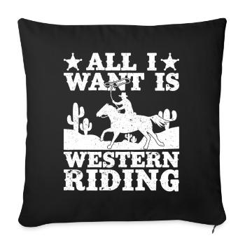 L’équitation de rodéo tout ce que je veux, c’est de l’équitation western - Housse de coussin décorative 45 x 45 cm - noir - Devant