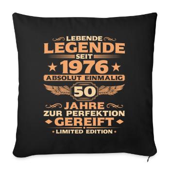 Absolut Einmalig 1976 – 50. Geburtstag Retro - Sofakissenbezug 45 x 45 cm - Schwarz - Vorne