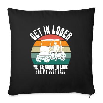 Coucher de soleil rétro sur voiturette de golf - Housse de coussin décorative 45 x 45 cm - noir - Devant