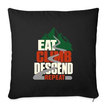 Eat Climb Descend Repeat Road Cycling Mountain Hum - Sofa pillowcase 17,3'' x 17,3'' (45 x 45 cm) - black - Front