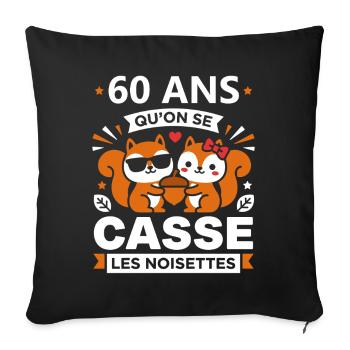 60 Ans Cassé les Noisettes - Housse de coussin décorative 45 x 45 cm - noir - Devant