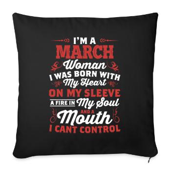 March Woman : Le feu dans mon âme - Housse de coussin décorative 45 x 45 cm - noir - Devant