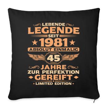 Absolut Einmalig seit 1981 – 45 Jahre Retro - Sofakissenbezug 45 x 45 cm - Schwarz - Vorne