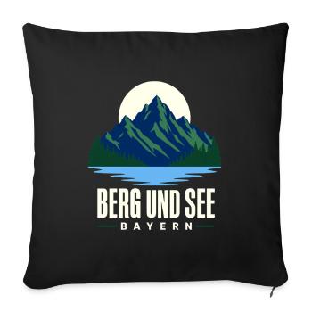 Berg und See Bayern Mountain Lake Bavaria Heimatli - Sofakissenbezug 45 x 45 cm - Schwarz - Vorne