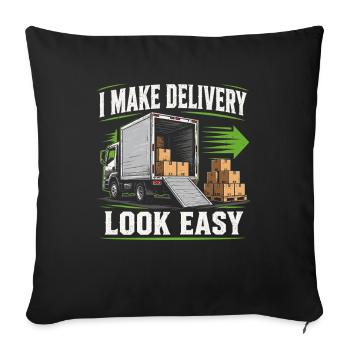 Routier Chauffeur Camion Route Diesel - Housse de coussin décorative 45 x 45 cm - noir - Devant