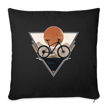 Coucher de soleil avec vélo dans un motif triangulaire - Housse de coussin décorative 45 x 45 cm - noir - Devant