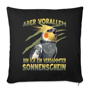 Nymphensittich Vogelhalter exotischer Papagei - Sofakissenbezug 45 x 45 cm - Schwarz - Vorne