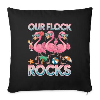 Our troupe rocks Flamingos Summer - Sofa pillowcase 17,3'' x 17,3'' (45 x 45 cm) - black - Front