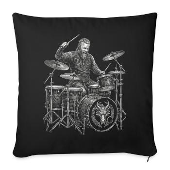 Ragnar Lodbrok plays drums - Sofa pillowcase 17,3'' x 17,3'' (45 x 45 cm) - black - Front