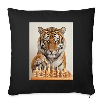 Le tigre jouant aux échecs - Housse de coussin décorative 45 x 45 cm - noir - Devant