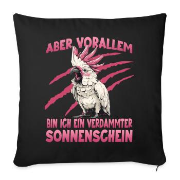 Cockatoo Kakadu australischer Papagei Vogelhalter  - Sofakissenbezug 45 x 45 cm - Schwarz - Vorne