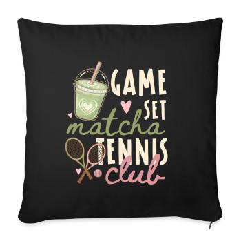 Club de tennis matcha rétro - Housse de coussin décorative 45 x 45 cm - noir - Devant