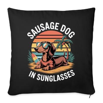 Teckel de plage - Housse de coussin décorative 45 x 45 cm - noir - Devant