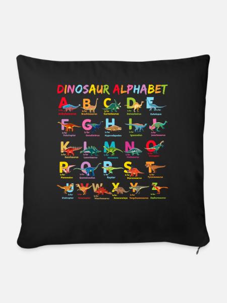 Alphabet Dinosaurier Alphabet Child - Sofakissenbezug 45 x 45 cm - Schwarz