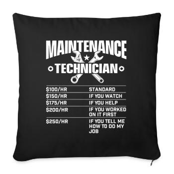 T-shirt emblème de technicien de maintenance - Housse de coussin décorative 45 x 45 cm - noir - Devant