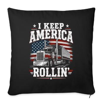 Conducteur professionnel USA Flag America Trucker - Housse de coussin décorative 45 x 45 cm - noir - Devant