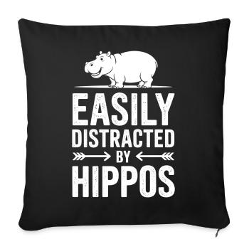 Hippopotamus Sayings Hippopotamus Joke Hippopotamus Gift - Sofa pillowcase 17,3'' x 17,3'' (45 x 45 cm) - black - Front