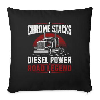 Chauffeur routier Chauffeur de camion Transport diesel - Housse de coussin décorative 45 x 45 cm - noir - Devant