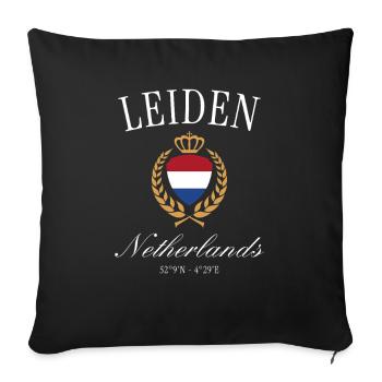 Couronne des armoiries de Leiden – Souvenir de voyage aux Pays-Bas - Housse de coussin décorative 45 x 45 cm - noir - Devant