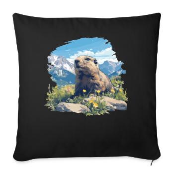 Murmeltiere Murmeltier - Sofakissenbezug 45 x 45 cm - Schwarz - Vorne