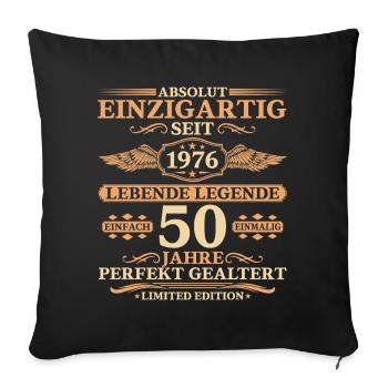 Einzigartig seit 1976 Jahrgang - 50. Geburtstag - Sofakissenbezug 45 x 45 cm - Schwarz - Vorne