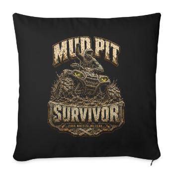 ATV Quad Driver Quad Survivant dans la fosse de boue - Housse de coussin décorative 45 x 45 cm - noir - Devant