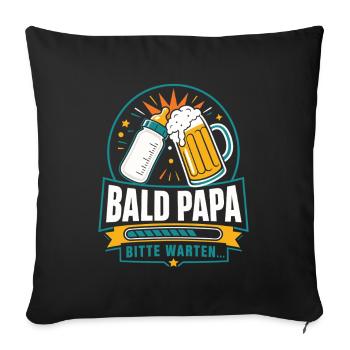 Bald Papa Bitte Warten – Bier Humor - Sofakissenbezug 45 x 45 cm - Schwarz - Vorne
