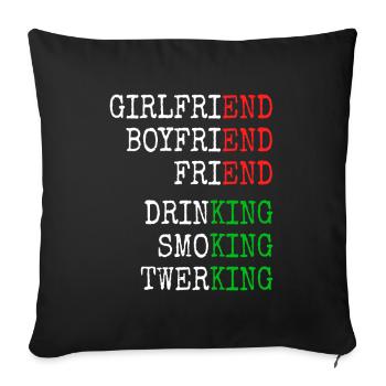 Ex Girlfriend King JGA Herren Single Party Malle - Sofakissenbezug 45 x 45 cm - Schwarz - Vorne