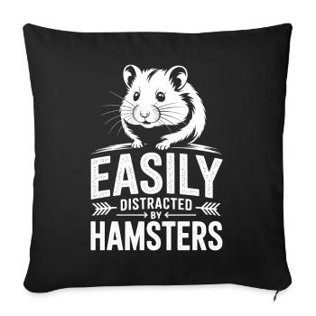 Hamster Sprüche Hamster Lustiges Hamster Geschenk  - Sofakissenbezug 45 x 45 cm - Schwarz - Vorne