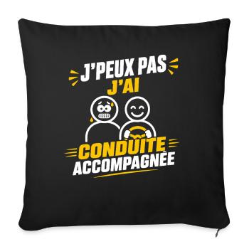 Conduite Accompagnée - Housse de coussin décorative 45 x 45 cm - noir - Devant
