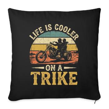 La vie est plus fraîche sur une moto trike vintage - Housse de coussin décorative 45 x 45 cm - noir - Devant