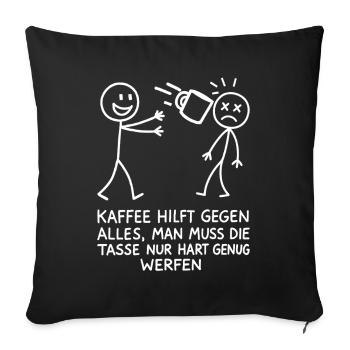 Morgenmuffel Kaffee Sarkasmus Spruch - Sofakissenbezug 45 x 45 cm - Schwarz - Vorne