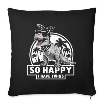 Dino Bandana: So Happy Gemini - Sofa pillowcase 17,3'' x 17,3'' (45 x 45 cm) - black - Front