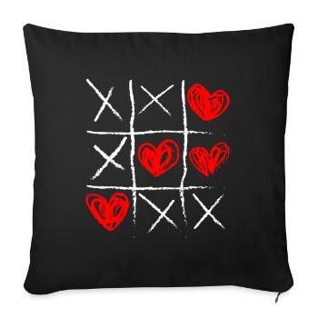 Heart Tic Tac Toe Sketch - Sofa pillowcase 17,3'' x 17,3'' (45 x 45 cm) - black - Front