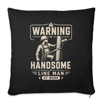 Motif de l’électricien en technologie des câbles électriques - Housse de coussin décorative 45 x 45 cm - noir - Devant