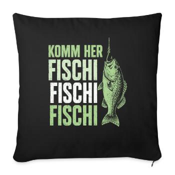 Angeln Angler Fischer Fisch Lustiges Angler Spruch - Sofakissenbezug 45 x 45 cm - Schwarz - Vorne