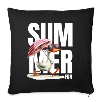 Summer duck with parasol & glasses - Sofa pillowcase 17,3'' x 17,3'' (45 x 45 cm) - black - Front