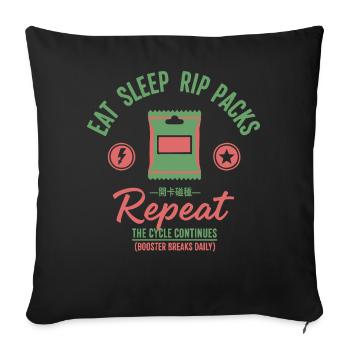 Eat Sleep Rip Packs Repeat trading card - Sofa pillowcase 17,3'' x 17,3'' (45 x 45 cm) - black - Front