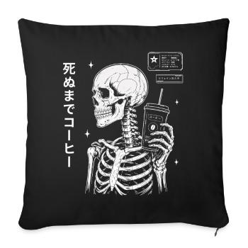 Kaffee Skelett Japan Style Shirt - Sofakissenbezug 45 x 45 cm - Schwarz - Vorne