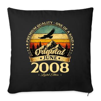 18th Birthday Gift Vintage June Vintage 2008 - Sofa pillowcase 17,3'' x 17,3'' (45 x 45 cm) - black - Front